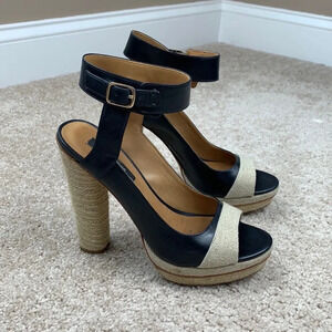 Ann Taylor navy Briston peep toe platform heels 7.5